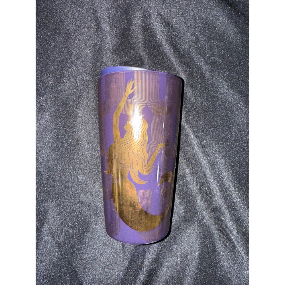 Starbucks Purple Gold Siren Mermaid Ceramic Travel Tumbler Mug 12 oz Swivel Lid